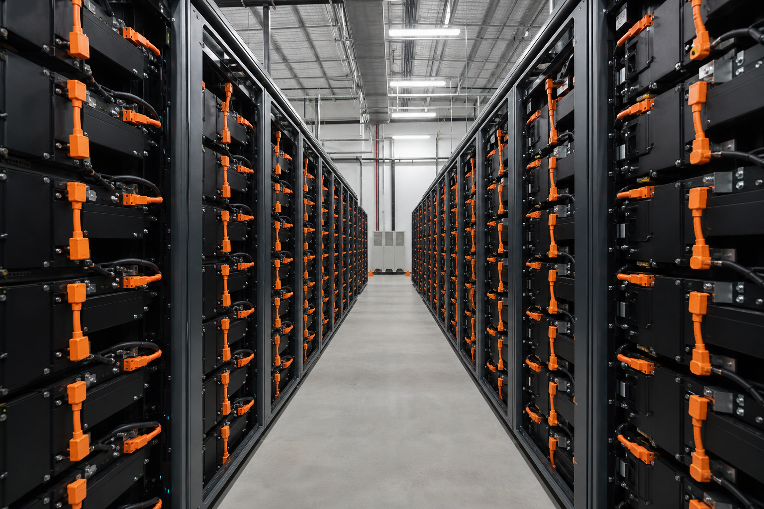 Commercial battery energy storage racks inside server cabinet