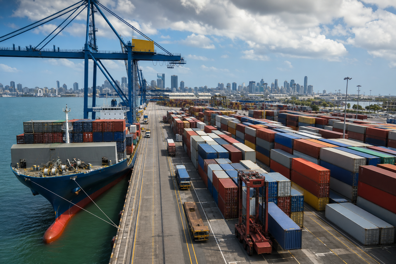Commercial container port import operations