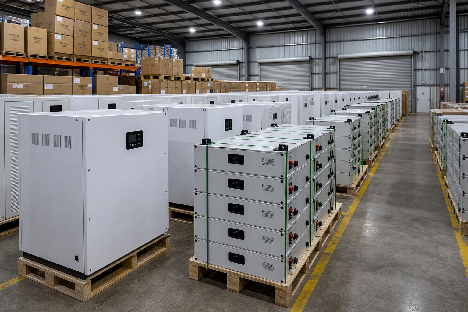Large lithium battery BESS container installed outdoors